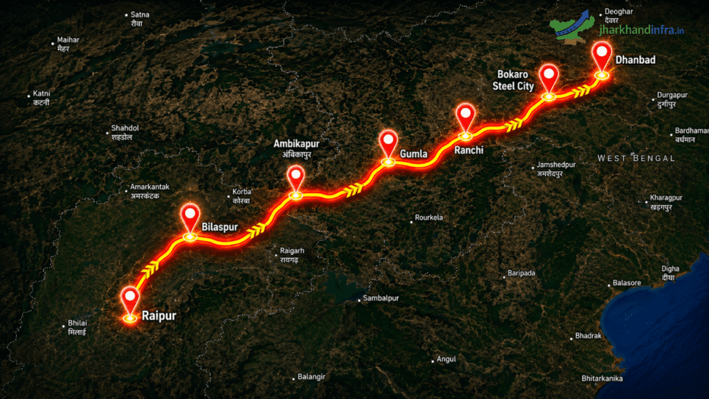 Raipur Ranchi Dhanbad Expressway route map EC-07